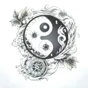 yin yang compass tattoo design idea