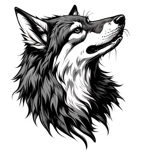 coyote howling tattoo design idea