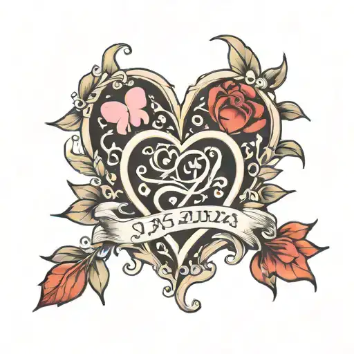 three hearts letters j z e hija tattoo design idea