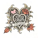 three hearts letters j z e hija tattoo design idea
