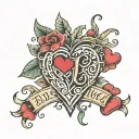 three hearts letters j z e hija tattoo design idea