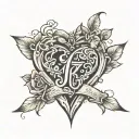 three hearts letters j z e hija tattoo design idea
