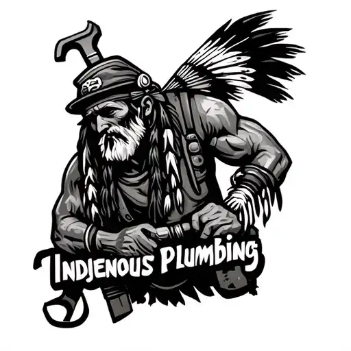 "Indigenous Plumbing " dread native American plumber holding a wrench tattoo design idea
