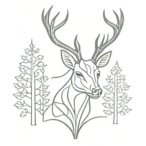 celtic deer head with trees tattoo design idea