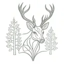 celtic deer head with trees tattoo design idea