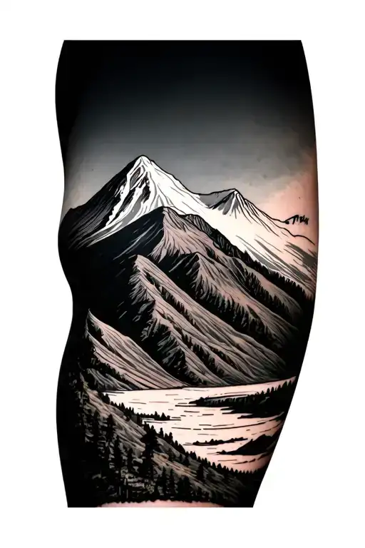 topography of mount Hotham on my thigh  tattoo design idea