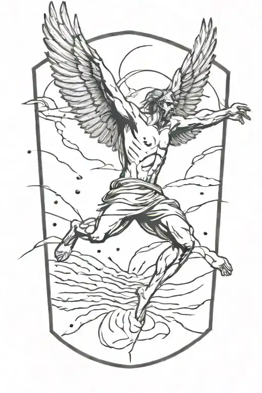 icarus falling tattoo design idea