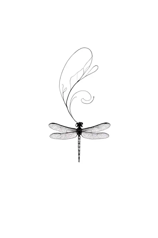 fine line dragon fly tattoo design idea