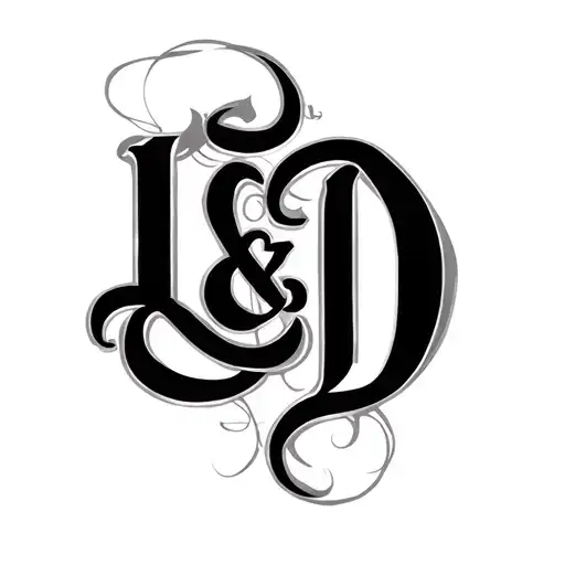 L and D intial cursive font tattoo design idea
