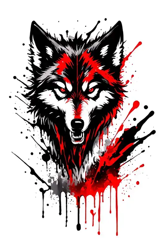 Evil wolf head tattoo design idea