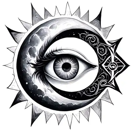 multiple cycle of moon with eye of ra tatoo tattoo design idea
