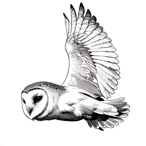 barn owl flying tattoo design idea
