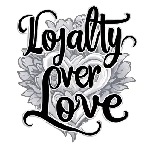 loyalty over love  words color tattoo design idea