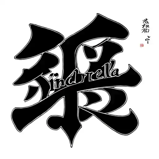 "Cinderella" in japanese word wrote downward tattoo design idea