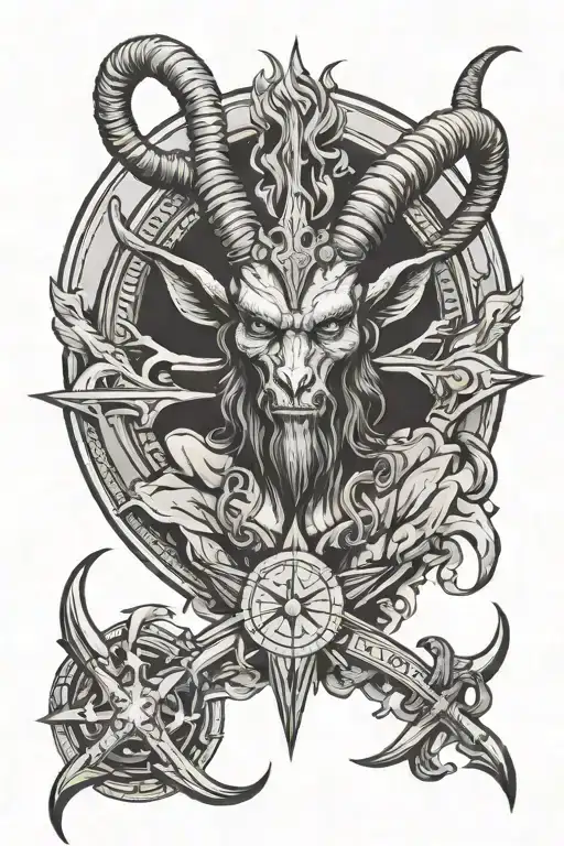 baphomet wearing shirt tattoo design idea