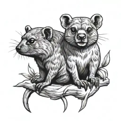 Rock Hyrax and Monkey tattoo design idea