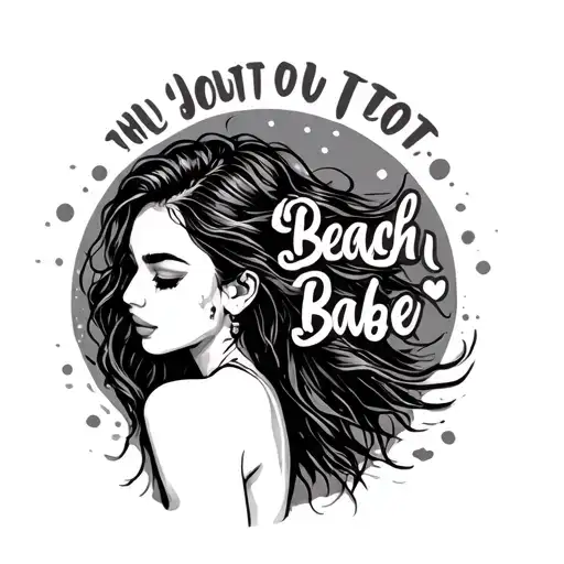 beach babe quote incorporated tattoo design idea