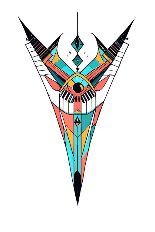 synthesizer cirquit geometric design under knee color dagger tattoo design idea
