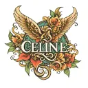 Celine name written tattoo design idea