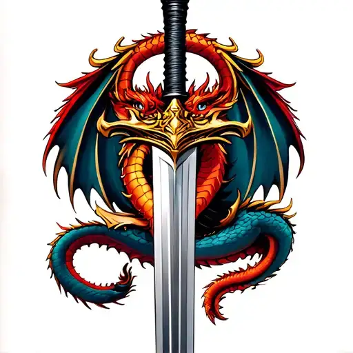 St George dragon sword tattoo design idea