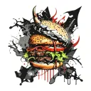 devil hamburger tattoo design idea