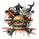 devil hamburger tattoo design idea