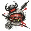 devil hamburger tattoo design idea