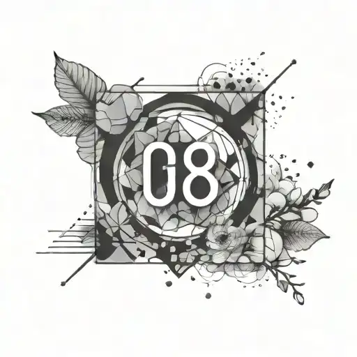 Create a minimalist tattoo design with the numbers '97' and '68' subtly incorporated. Use clean, geometric lines with sh tattoo design idea