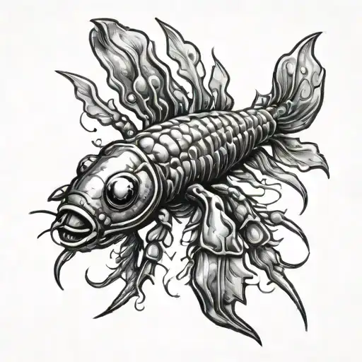 diver with crayfish  tattoo design idea