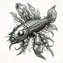 diver with crayfish  tattoo design idea
