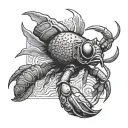 diver with crayfish  tattoo design idea