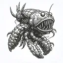 diver with crayfish  tattoo design idea