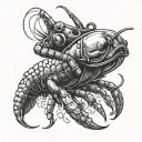 diver with crayfish  tattoo design idea