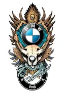 bmw logo into my body and something around that represent no risk means no story tattoo design idea
