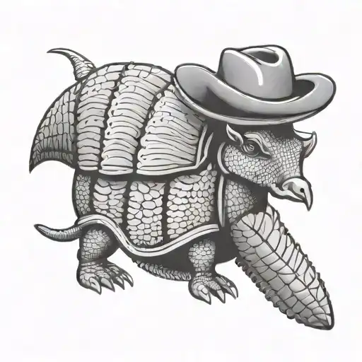 Cowboy Armadillo tattoo design idea