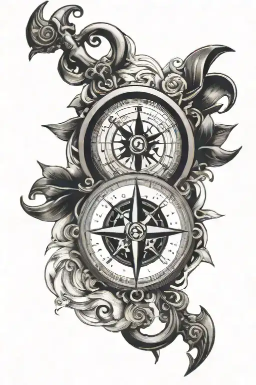 compass labyrinth w/anchor feminine tattoo design idea