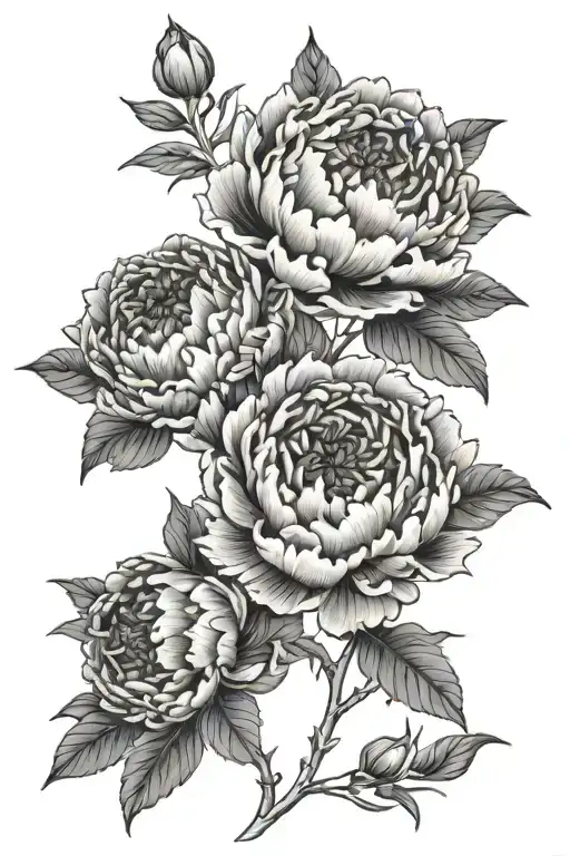 blackwork peony flowers wrapped tattoo design idea