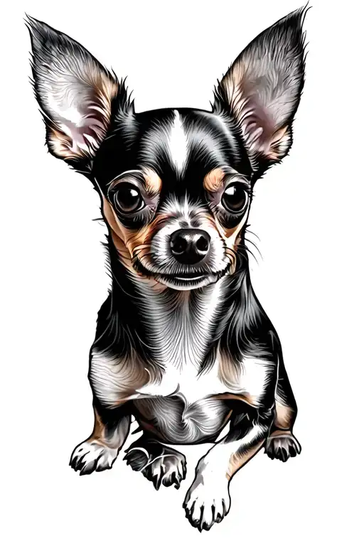 Create a tattoo of a chihuahua focus is the use of lines and stippling it’s a honor tattoo around the head is lettuce an tattoo design idea