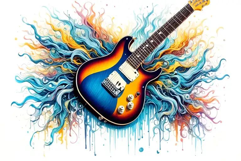 Electric Guitar strings transforming tattoo design idea