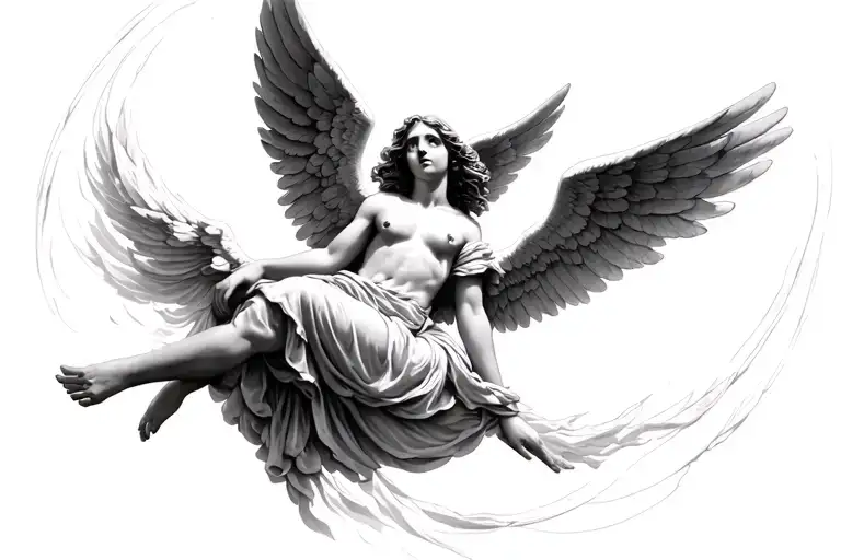Angel falling from heaven tattoo design idea