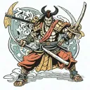 sleep deprived samurai warrior tattoo design idea