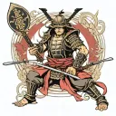 sleep deprived samurai warrior tattoo design idea