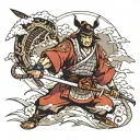 sleep deprived samurai warrior tattoo design idea