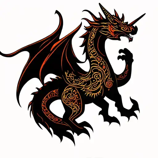 OROBORUS DRAGON -shaped unicorn tattoo design idea