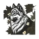 keeshond surronding maple leafs tattoo design idea