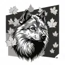 keeshond surronding maple leafs tattoo design idea