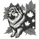 keeshond surronding maple leafs tattoo design idea
