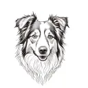 Dog Border Collie Black Head with a roses tattoo design idea