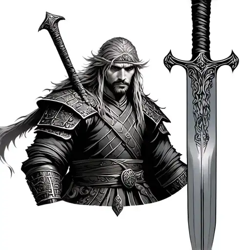 thorfinn dagger and samurai warrior tattoo design idea