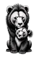 Mama Bear Baby Bear lion tattoo design idea